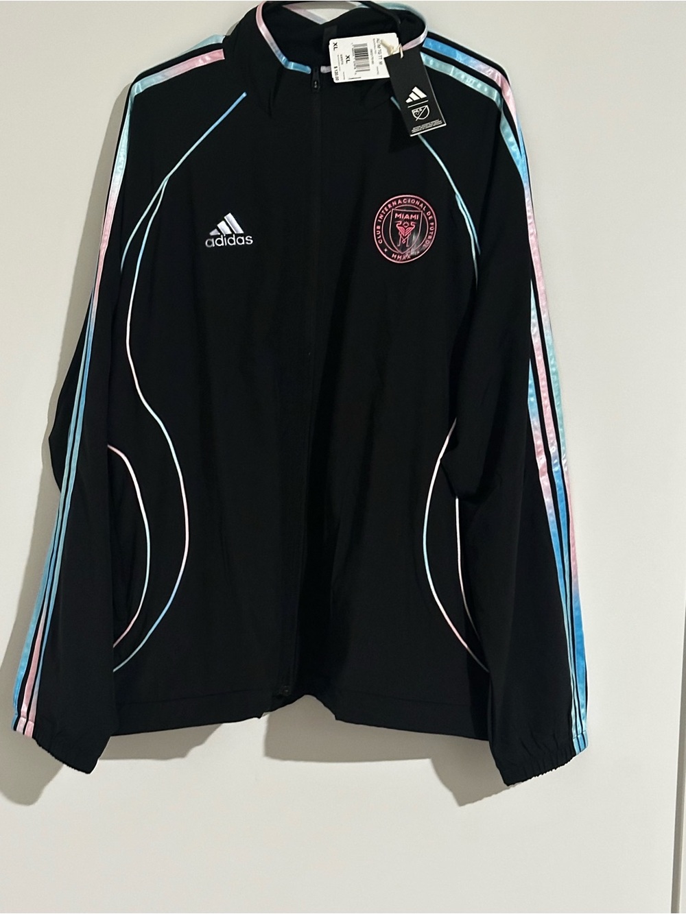 Adidas men' Black Miami CF Track Jacket with Pastel Trim